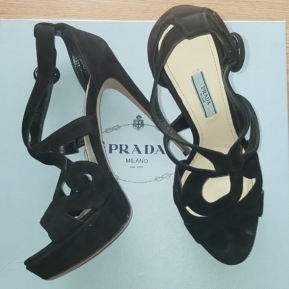 *PRADA* Black Suede Calzature Donna Heels